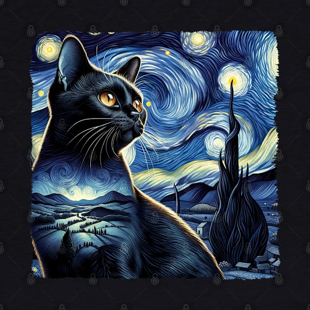 Bombay Starry Night Inspired - Artistic Cat by starry_night